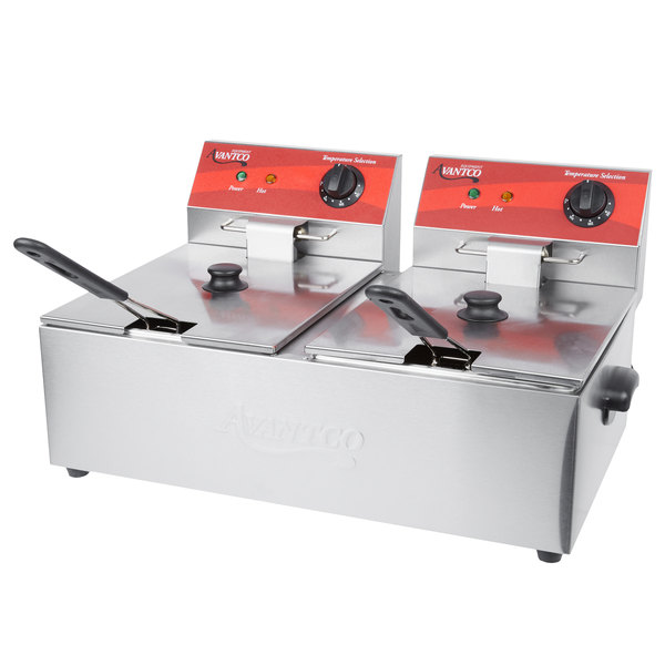Avantco F102 20 lb. Nồi chiên mặt bàn điện kép – 120V, 3500W
